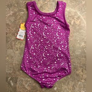 Cat & Jack Magenta Moon Stars Silver Girls leotard/swimsuit-NWT